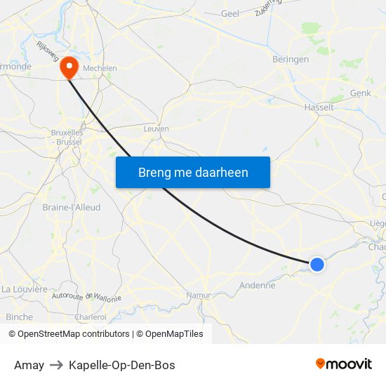 Amay to Kapelle-Op-Den-Bos map