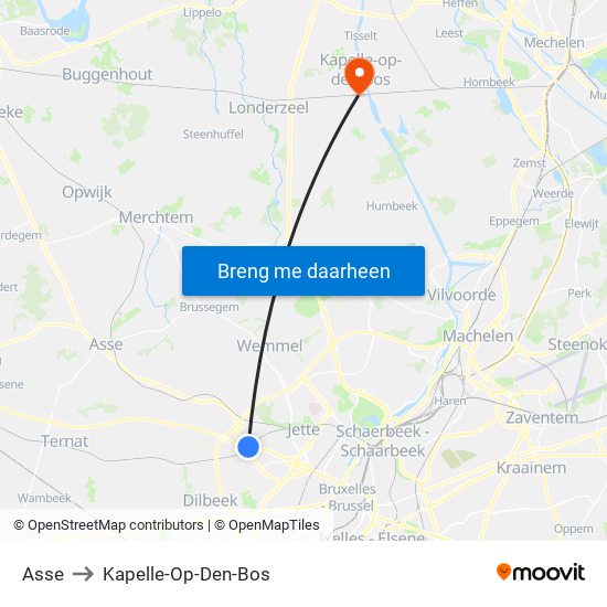 Asse to Kapelle-Op-Den-Bos map