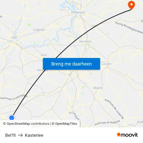 Bel?Il to Kasterlee map
