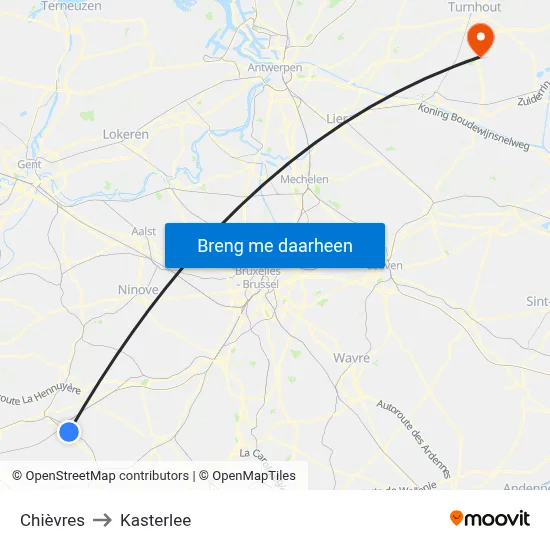 Chièvres to Kasterlee map