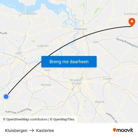 Kluisbergen to Kasterlee map