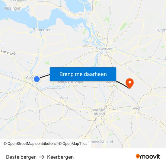 Destelbergen to Keerbergen map