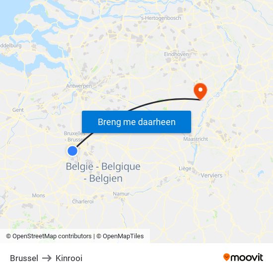 Brussel to Kinrooi map