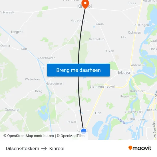 Dilsen-Stokkem to Kinrooi map