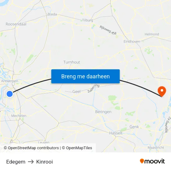 Edegem to Kinrooi map