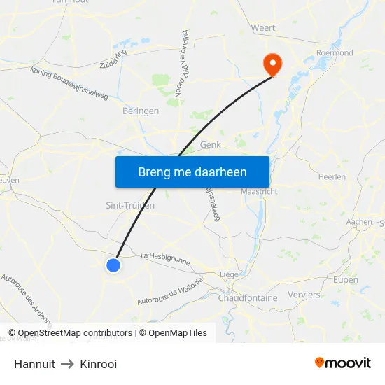 Hannuit to Kinrooi map