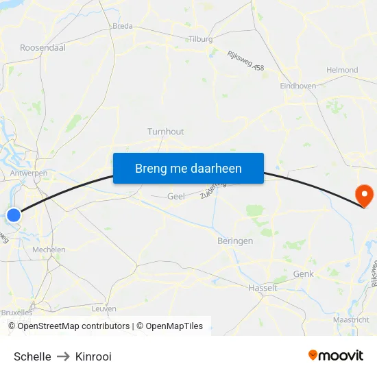 Schelle to Kinrooi map