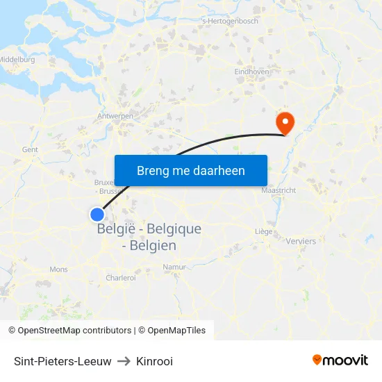 Sint-Pieters-Leeuw to Kinrooi map