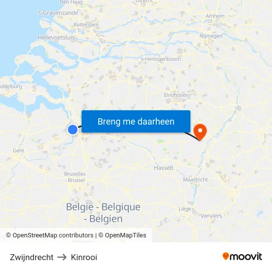 Zwijndrecht to Kinrooi map