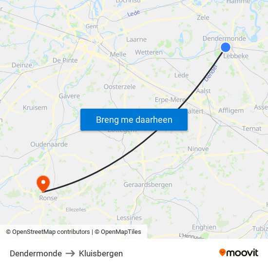 Dendermonde to Kluisbergen map