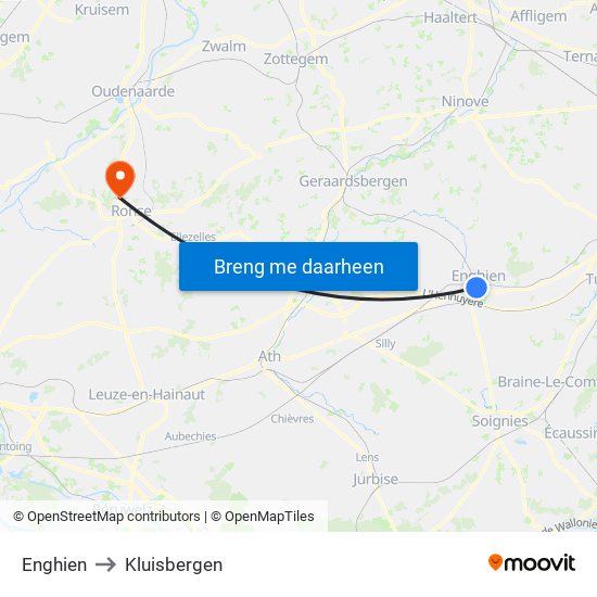 Enghien to Kluisbergen map