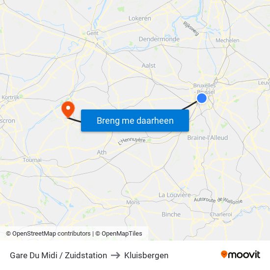 Gare Du Midi / Zuidstation to Kluisbergen map