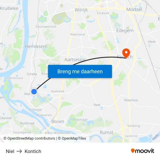 Niel to Kontich map