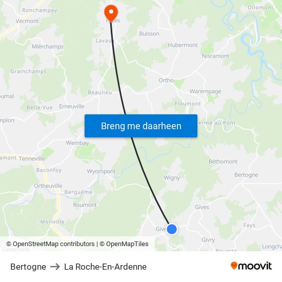 Bertogne to La Roche-En-Ardenne map