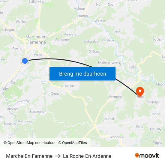 Marche-En-Famenne to La Roche-En-Ardenne map