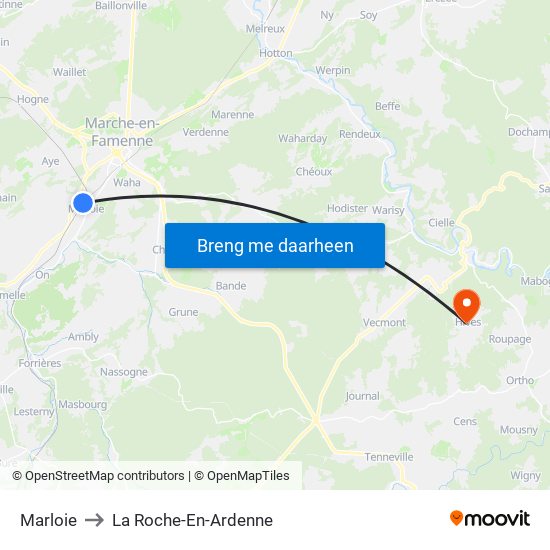 Marloie to La Roche-En-Ardenne map