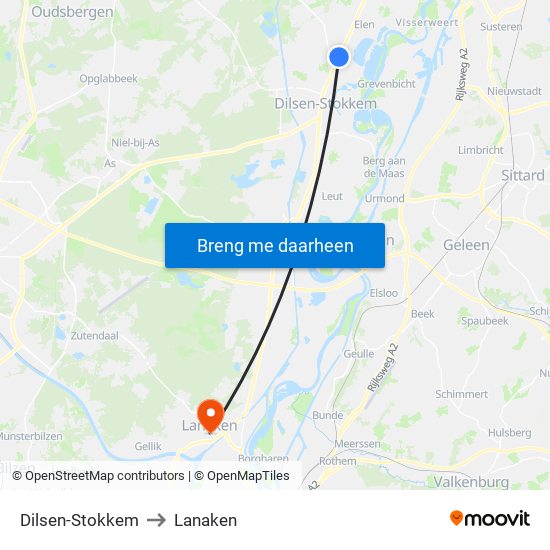 Dilsen-Stokkem to Lanaken map