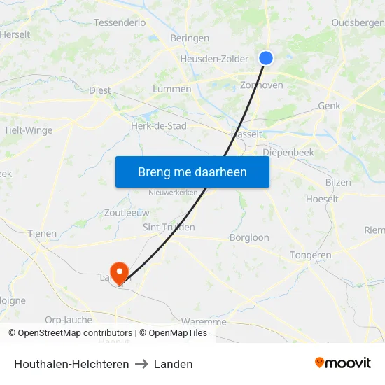 Houthalen-Helchteren to Landen map