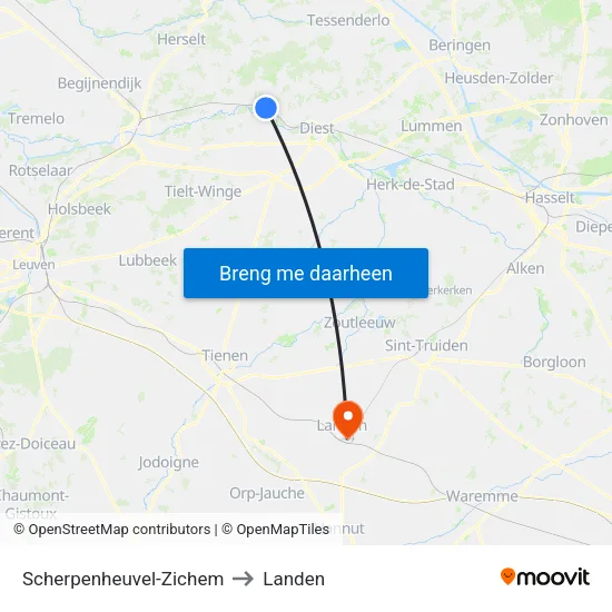 Scherpenheuvel-Zichem to Landen map
