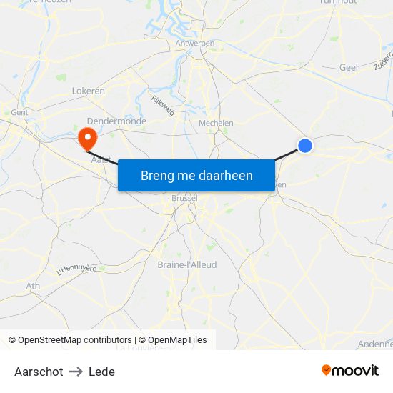 Aarschot to Lede map