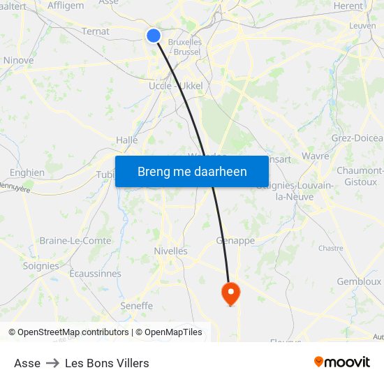 Asse to Les Bons Villers map