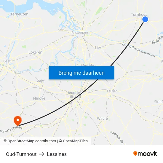 Oud-Turnhout to Lessines map