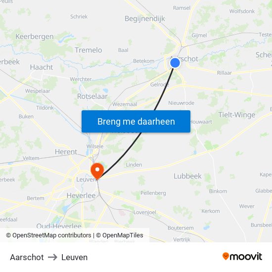 Aarschot to Leuven map