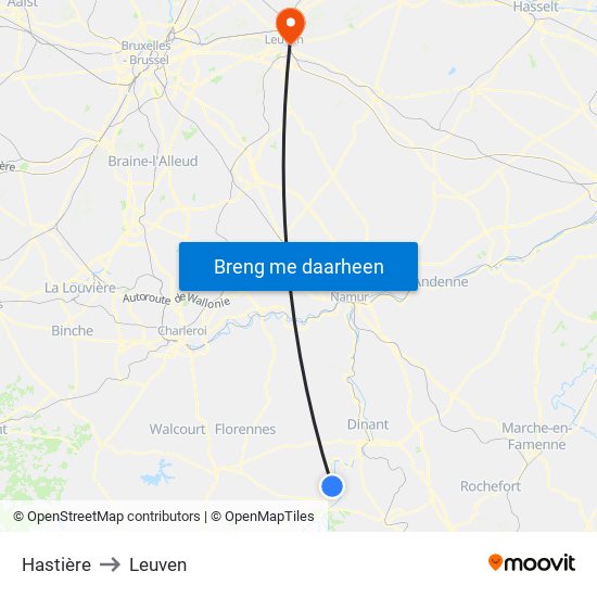 Hastière to Leuven map