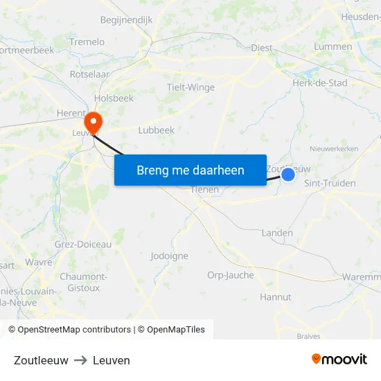 Zoutleeuw to Leuven map