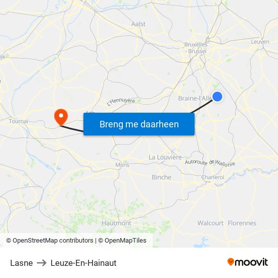 Lasne to Leuze-En-Hainaut map