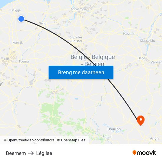 Beernem to Léglise map