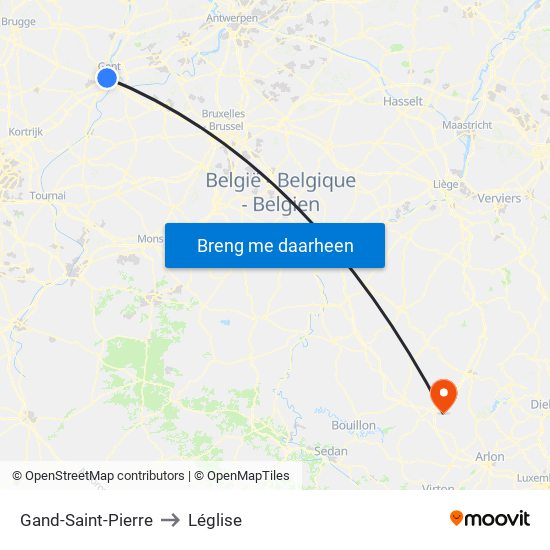 Gand-Saint-Pierre to Léglise map