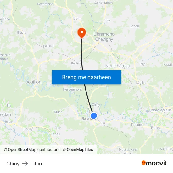 Chiny to Libin map