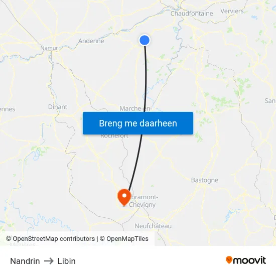Nandrin to Libin map