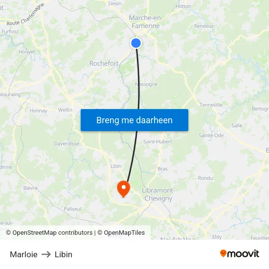 Marloie to Libin map