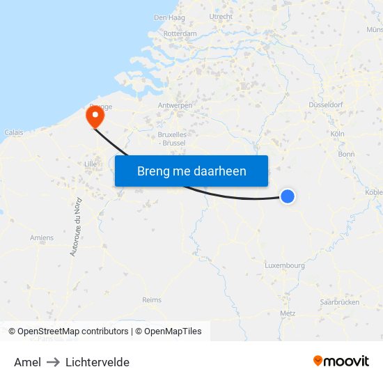Amel to Lichtervelde map