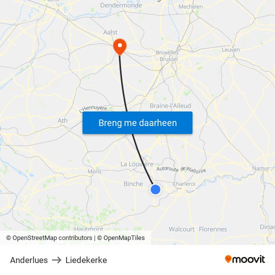Anderlues to Liedekerke map