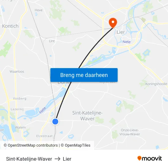 Sint-Katelijne-Waver to Lier map