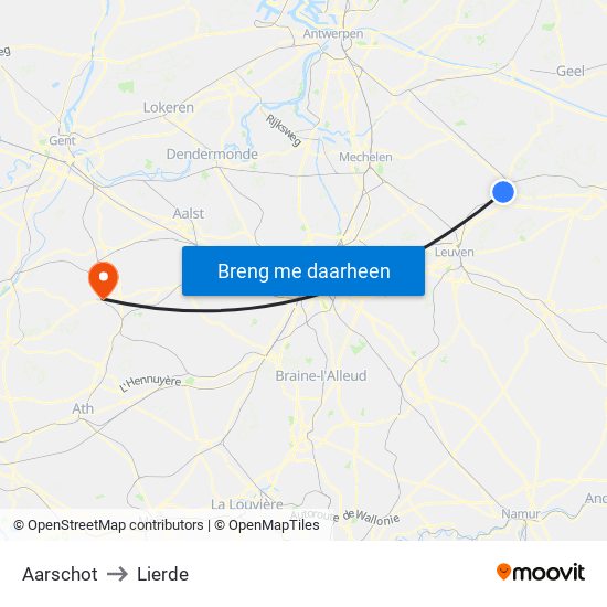 Aarschot to Lierde map