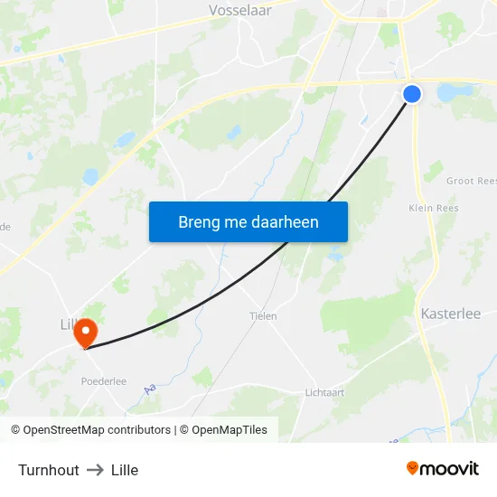 Turnhout to Lille map