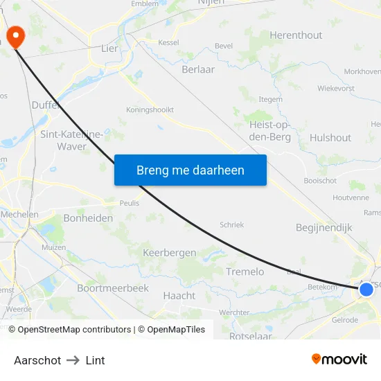 Aarschot to Lint map