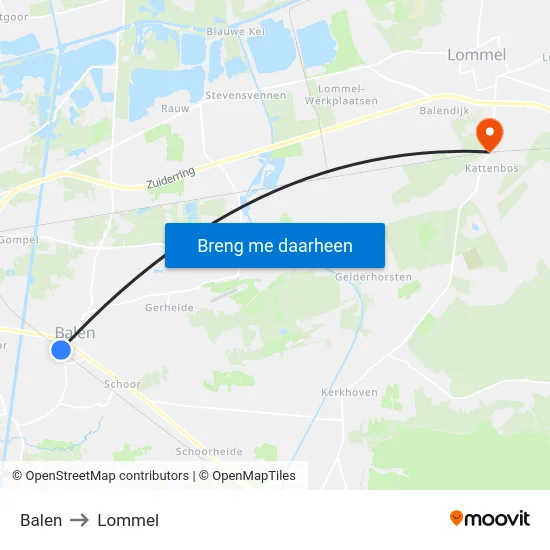 Balen to Lommel map