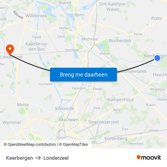 Keerbergen to Londerzeel map