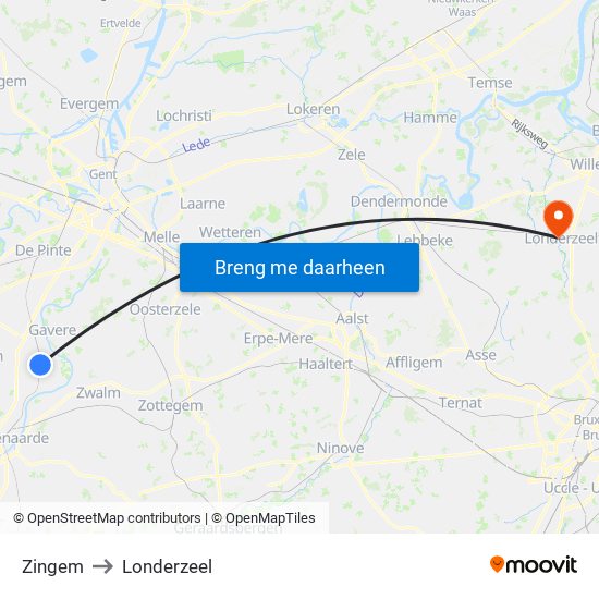 Zingem to Londerzeel map