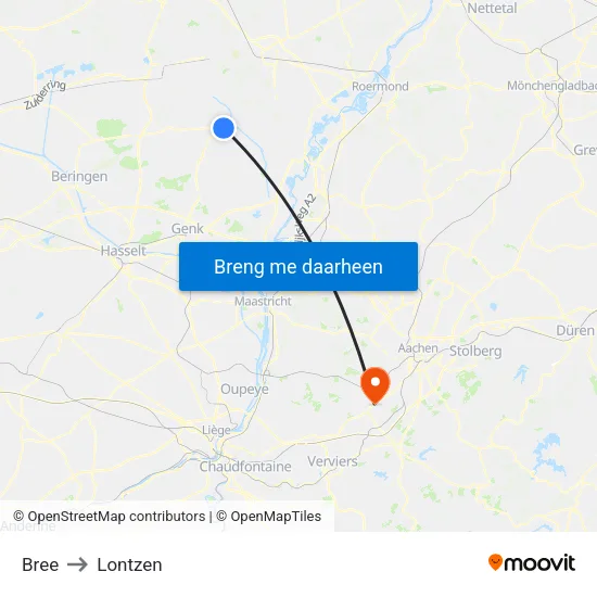 Bree to Lontzen map