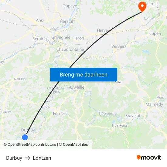 Durbuy to Lontzen map