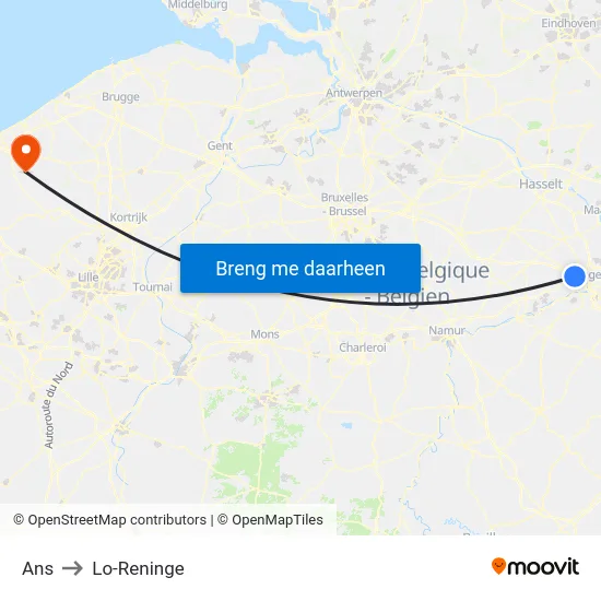 Ans to Lo-Reninge map