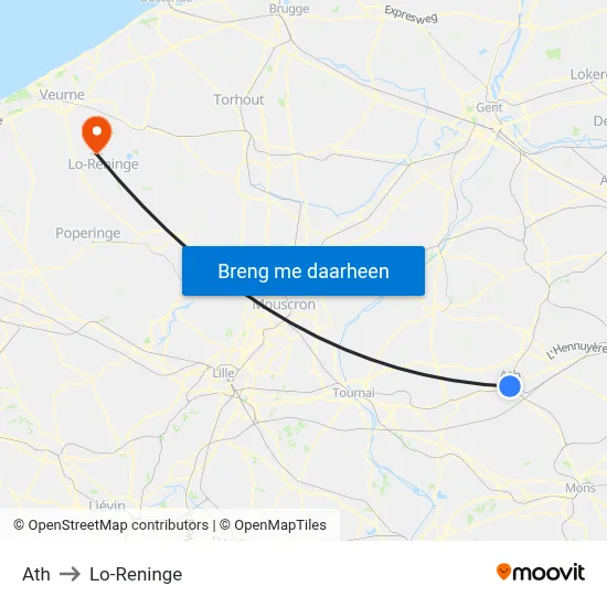 Ath to Lo-Reninge map