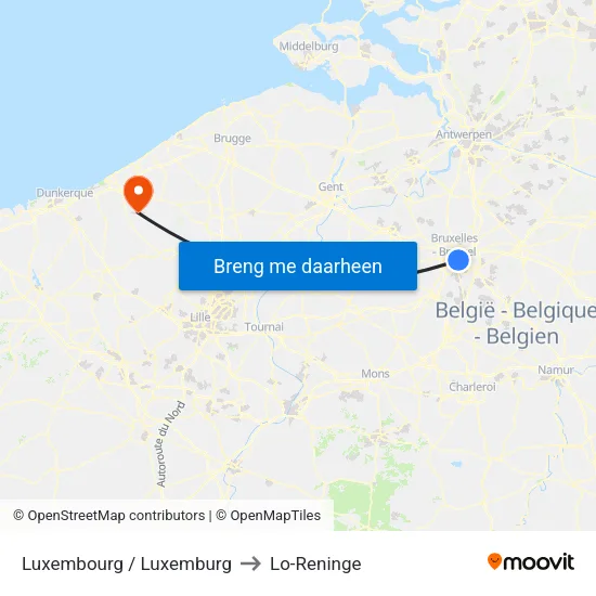 Luxembourg / Luxemburg to Lo-Reninge map