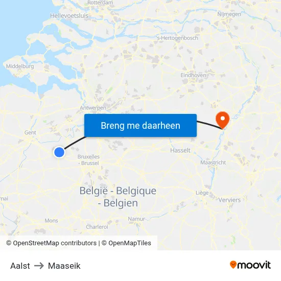 Aalst to Maaseik map